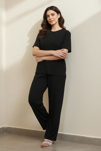 Zivame 2 Mile Fashion Knit Poly Loungewear Set - Black Beauty — thumbnail 4